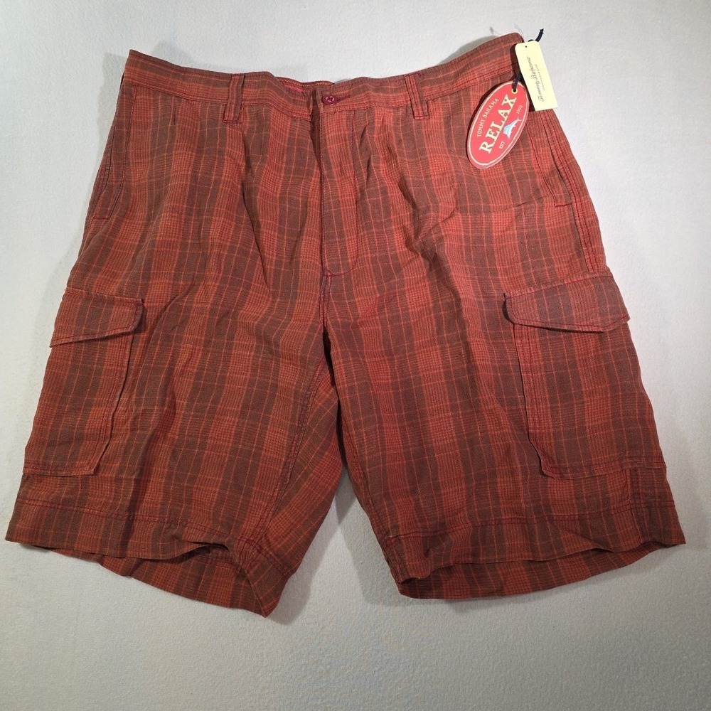 Tommy Bahama‎ Linen Relax plaid cargo men's 40 NWT
